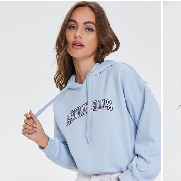 Forever 21 Tops - Forever 21 Beverly Hills Light Blue Hoodie